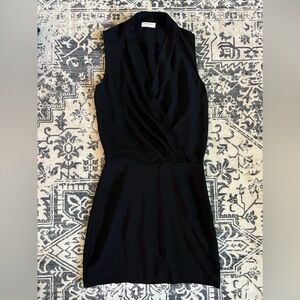 Aritzia Babaton Phoenix Black Sleeveless Faux Wrap Mini Dress Size 2